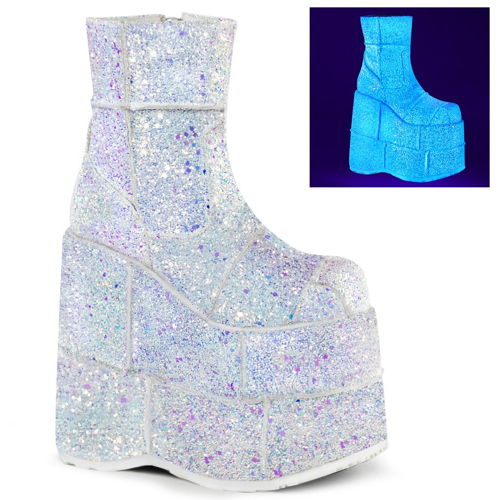 Bottines Demonia Stack 201g Glitter Homme - Blanche/Multicolore 51724-OKQW